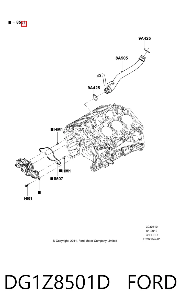 DG1Z8501D Ford Pompa chłodząca wodna