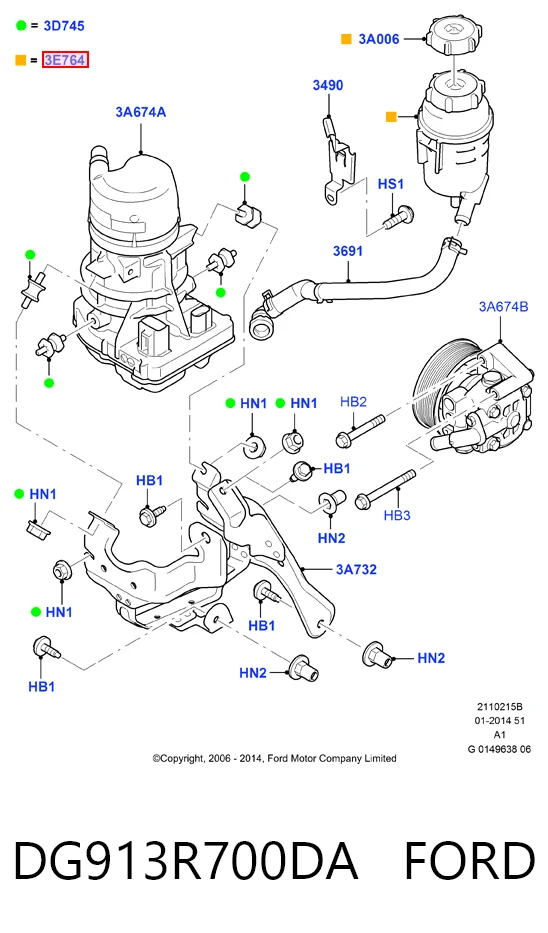 DG913R700DA Ford Zbiornik płynu wspomagania