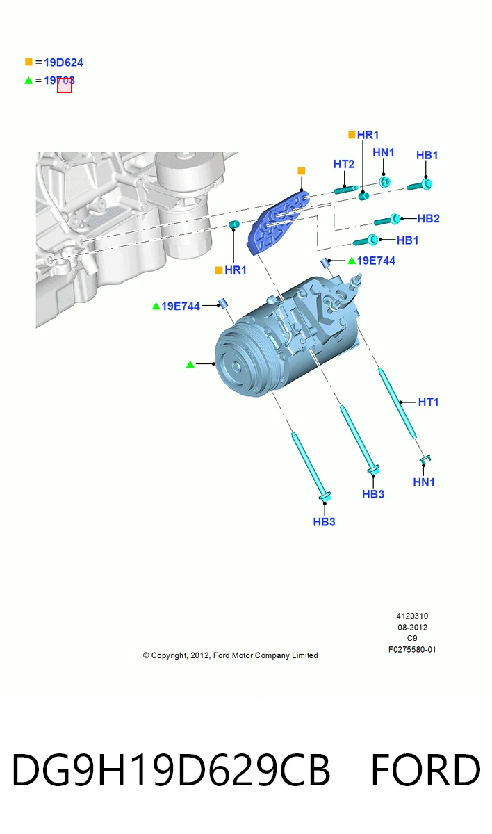 DG9H19D629CB Ford Sprężarka klimatyzacji