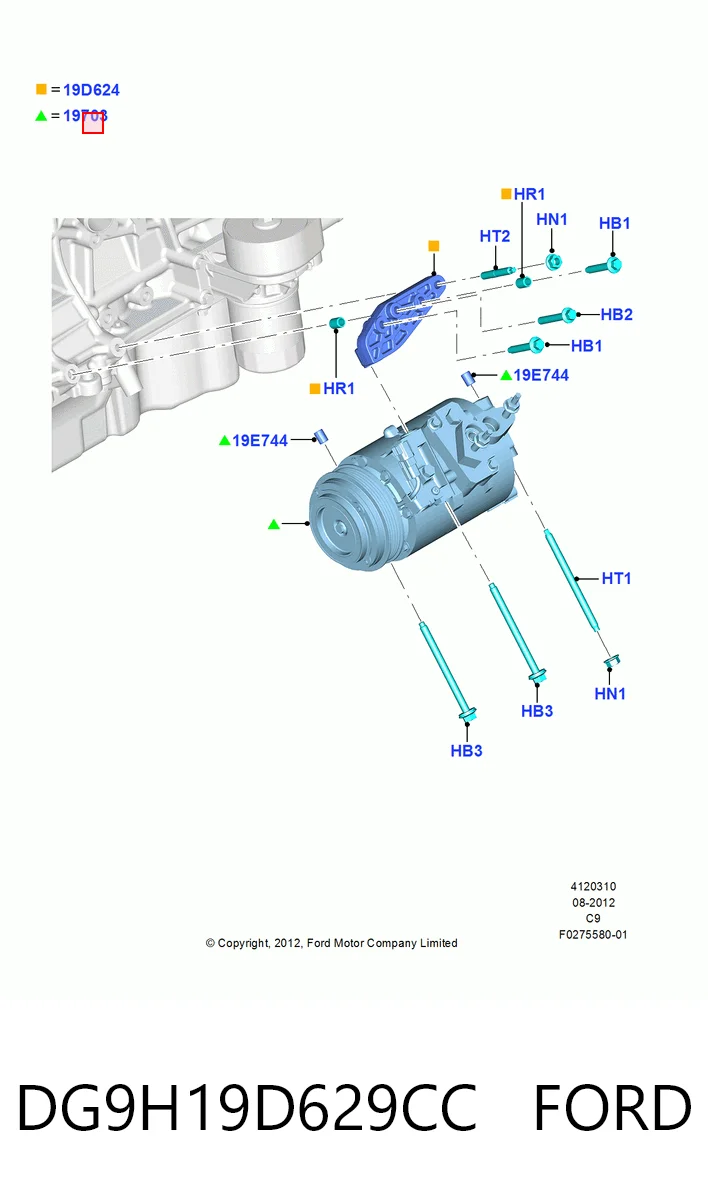 DG9H19D629CC Ford Sprężarka klimatyzacji