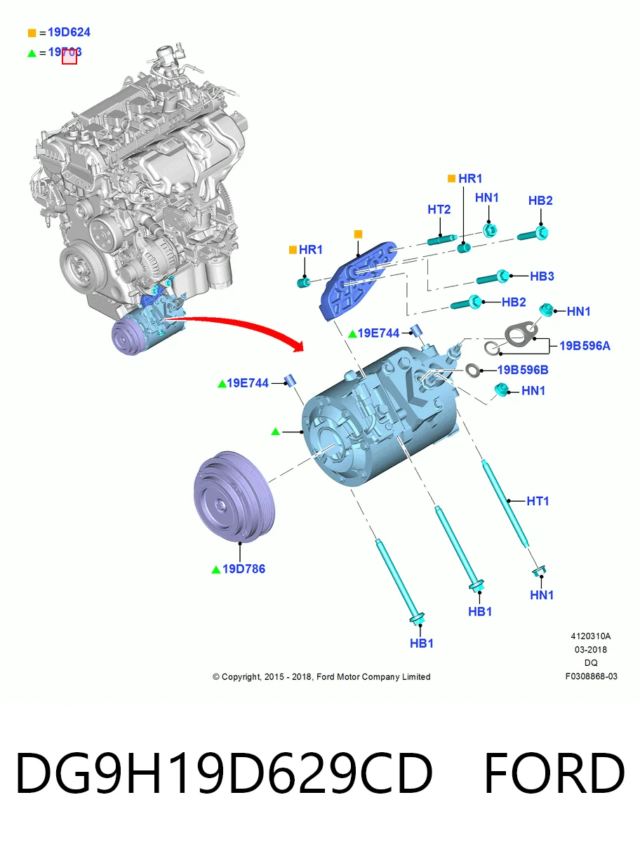 DG9H19D629CD Ford Sprężarka klimatyzacji