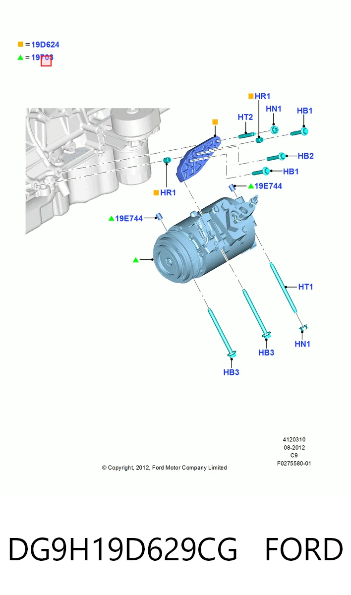 DG9H19D629CG Ford Sprężarka klimatyzacji