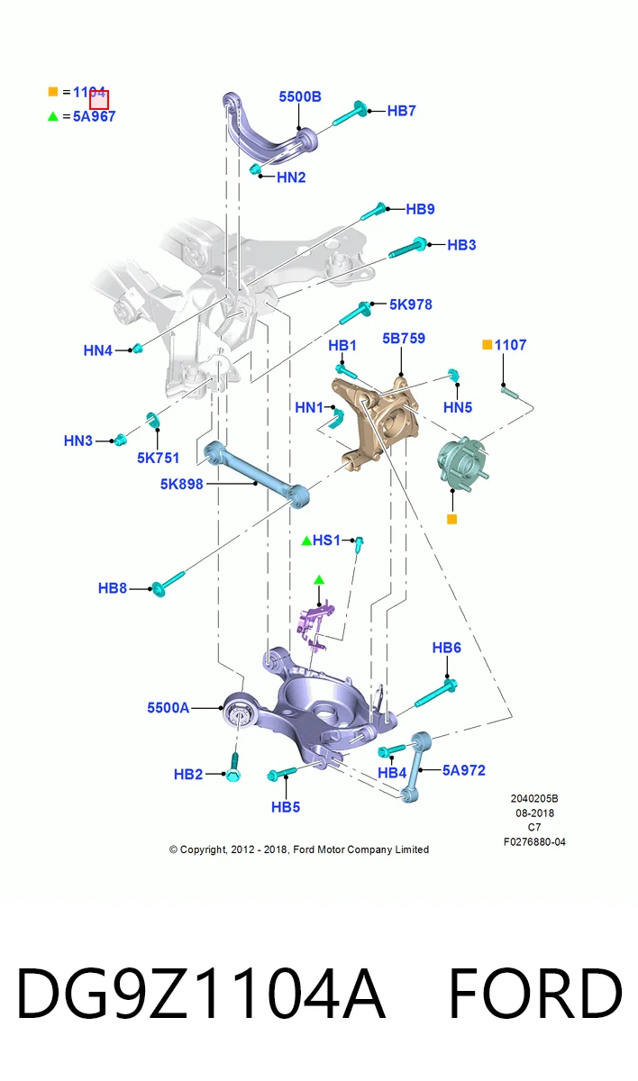 DG9Z1104A Ford Piasta przednia