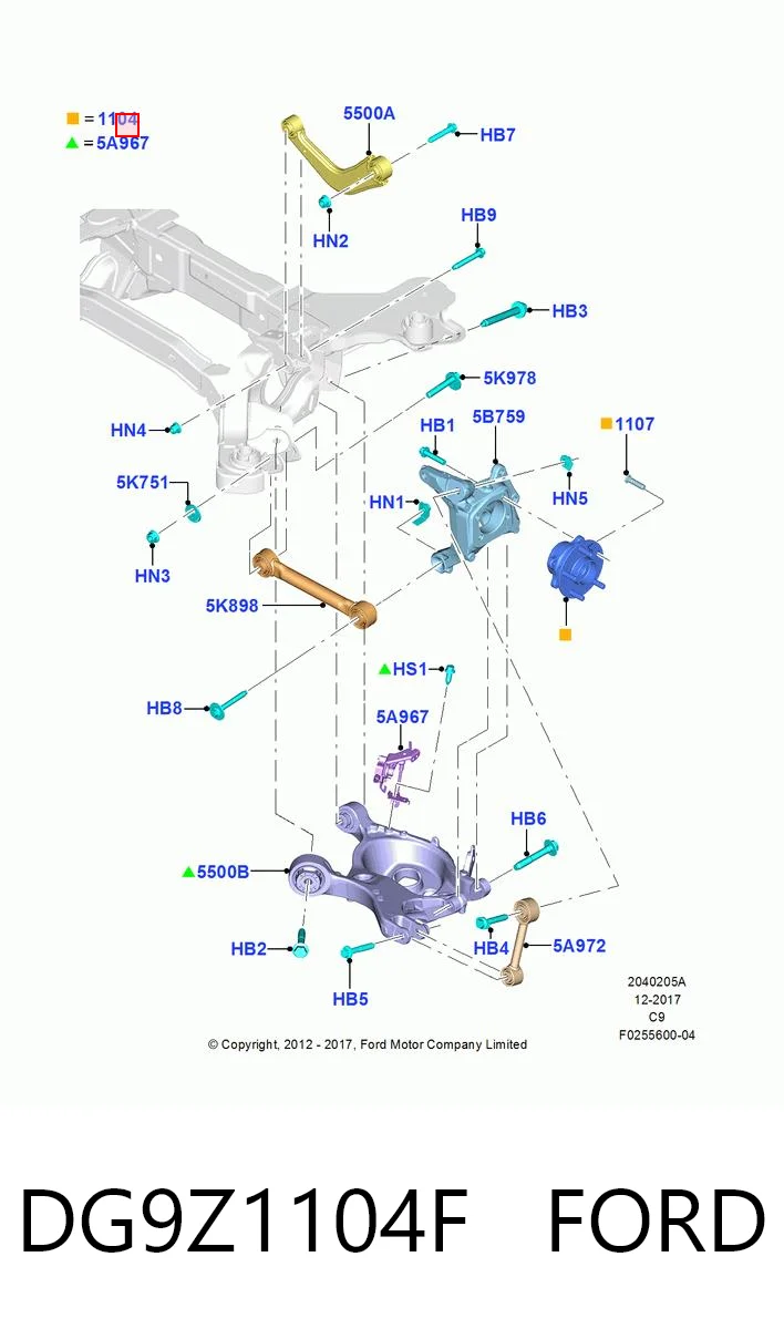 DG9Z1104F Ford Piasta tylna
