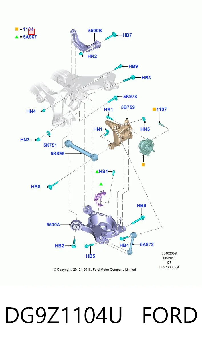 DG9Z1104U Ford Piasta przednia