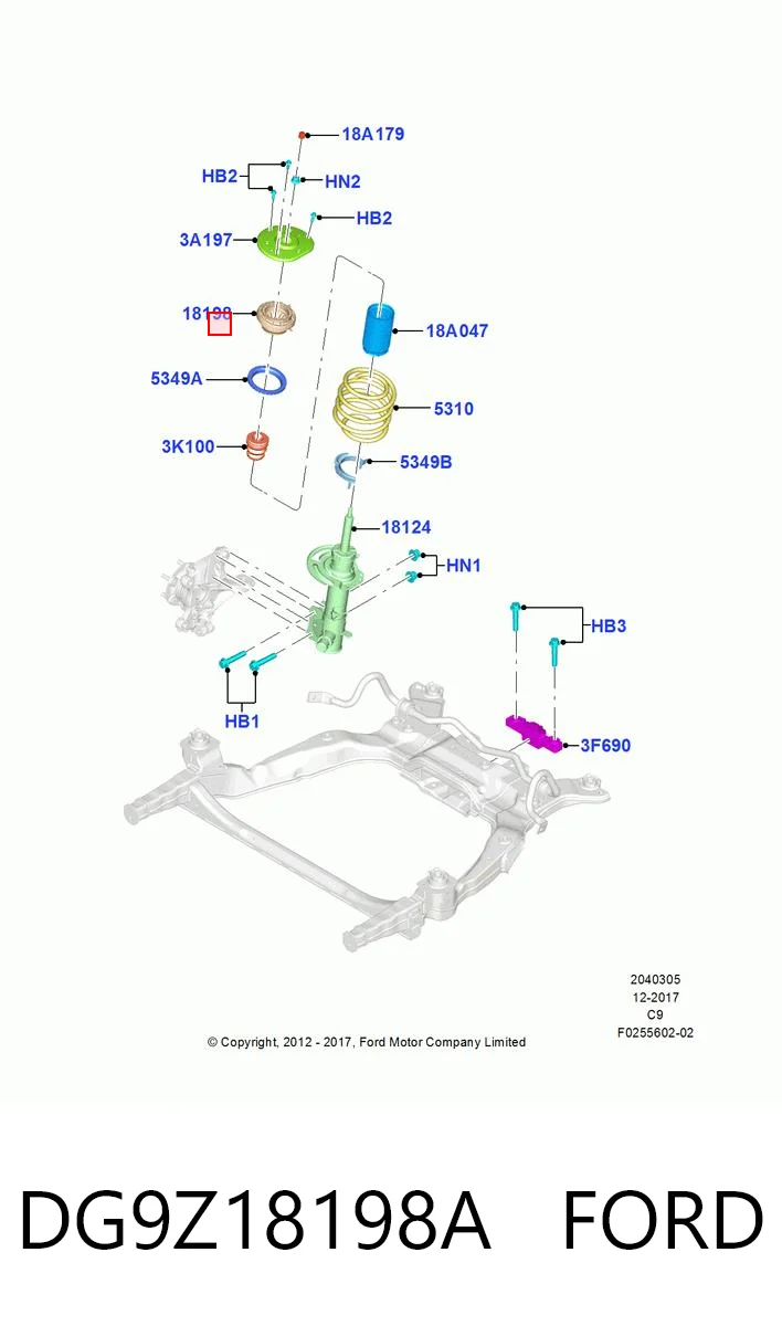 DG9Z18198A Ford Łożysko podporowe amortyzatora przedniego