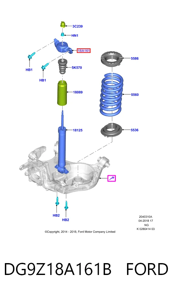 DG9Z18A161B Ford Poduszka amortyzatora tylnego