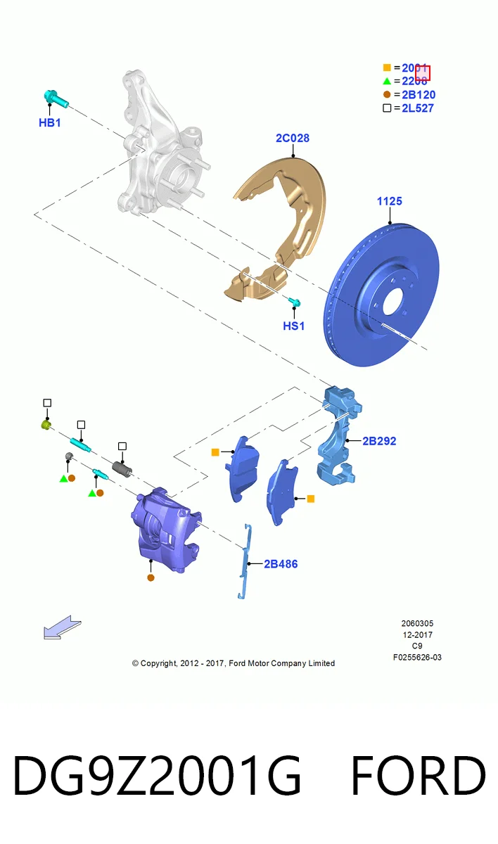DG9Z2001G Ford Klocki hamulcowe przednie tarczowe