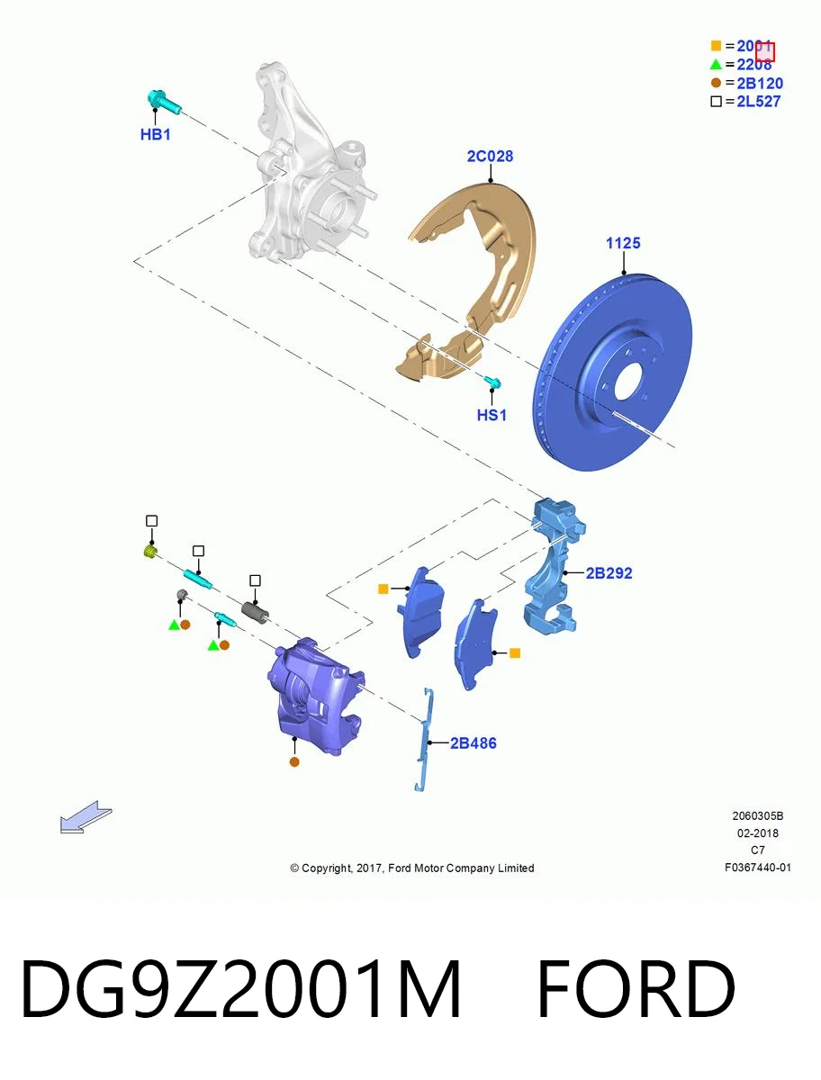 DG9Z2001M Ford Klocki hamulcowe przednie tarczowe
