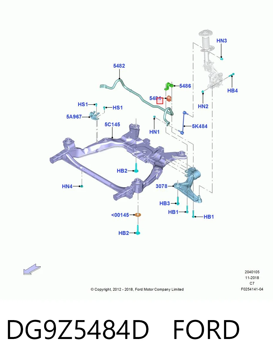 DG9Z5484D Ford Tuleja stabilizatora przedniego