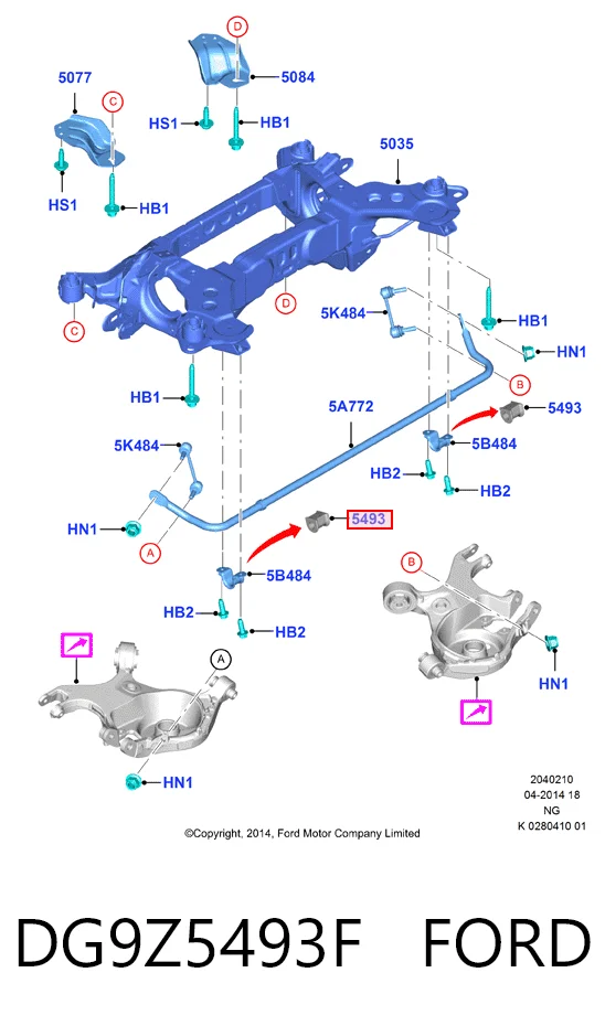 DG9Z5493F Ford Tuleja stabilizatora tylnego