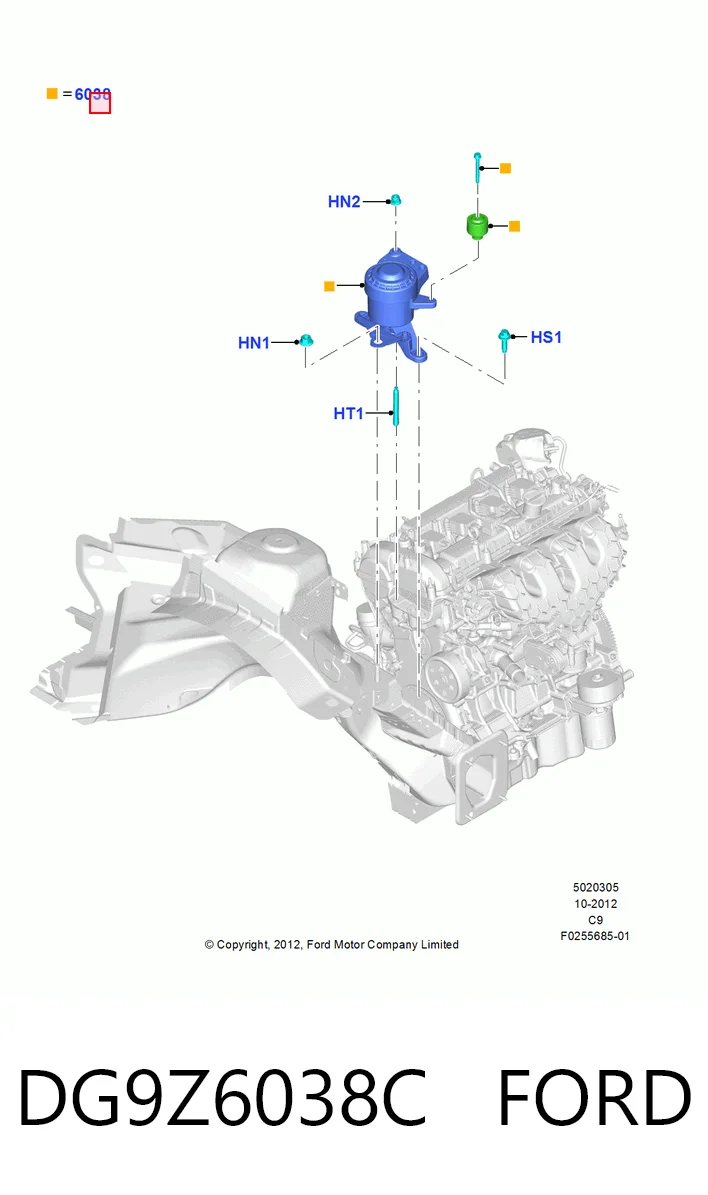 DG9Z6038C Ford Poduszka (podpora) silnika prawa