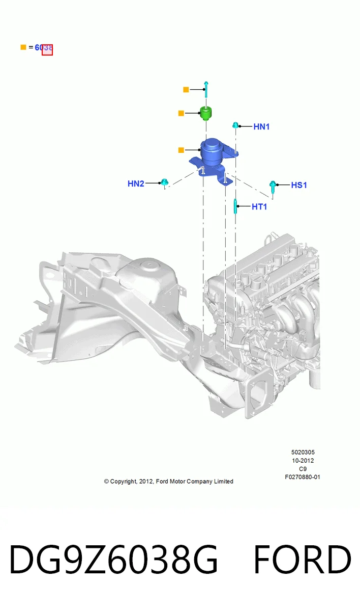DG9Z6038G Ford Poduszka (podpora) silnika prawa
