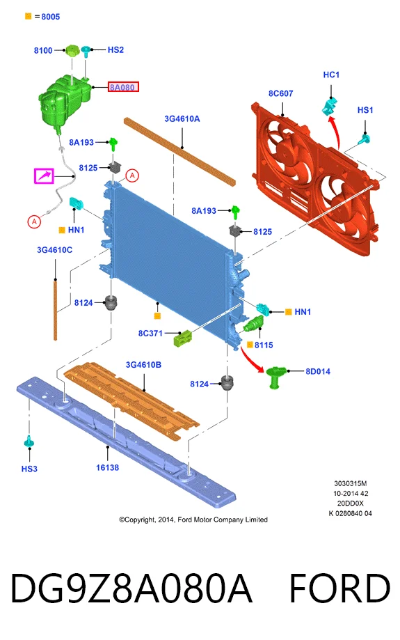 DG9Z8A080A Ford Zbiorniczek wyrównawczy układu chłodzenia
