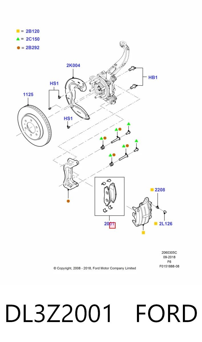 DL3Z2001 Ford Klocki hamulcowe przednie tarczowe