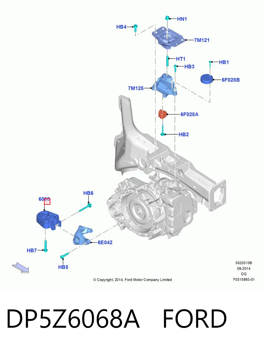DP5Z6068A Ford Poduszka (podpora) silnika tylna