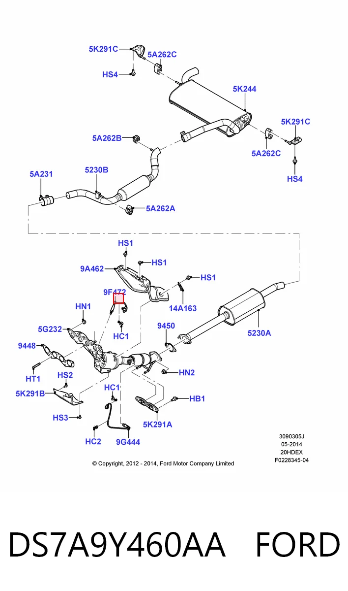 DS7A9Y460AA Ford Sonda lambda czujnik tlenu przed katalizatorem