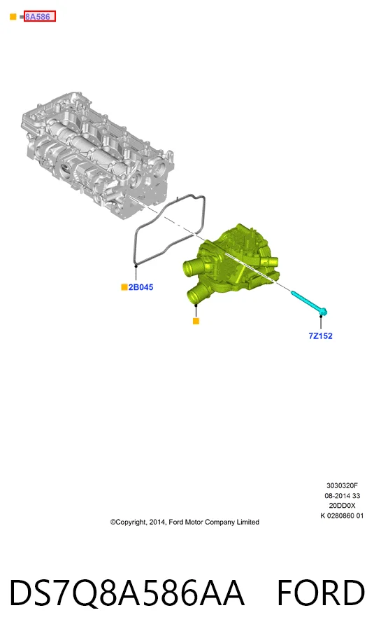 DS7Q8A586AA Ford Obudowa termostatu
