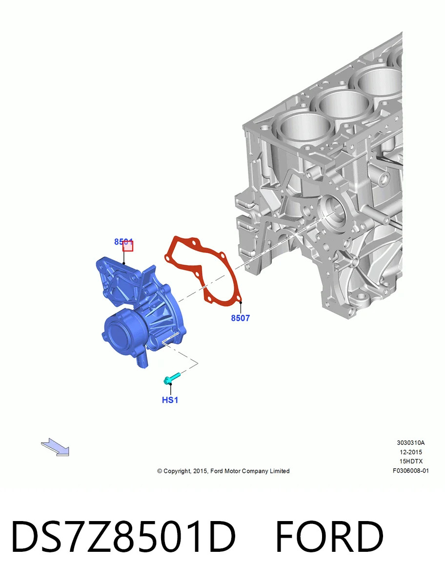 DS7Z8501D Ford Pompa chłodząca wodna