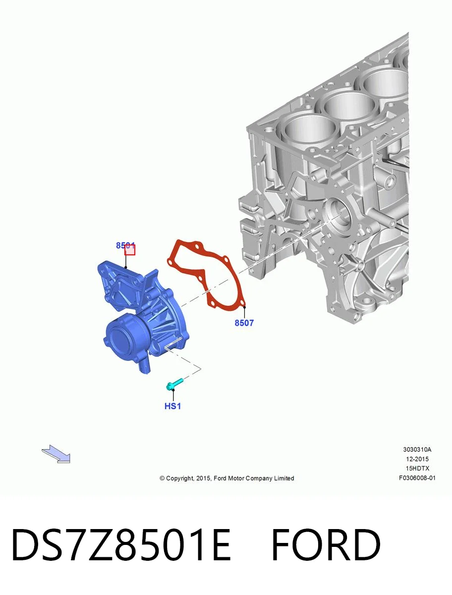 DS7Z8501E Ford Pompa chłodząca wodna