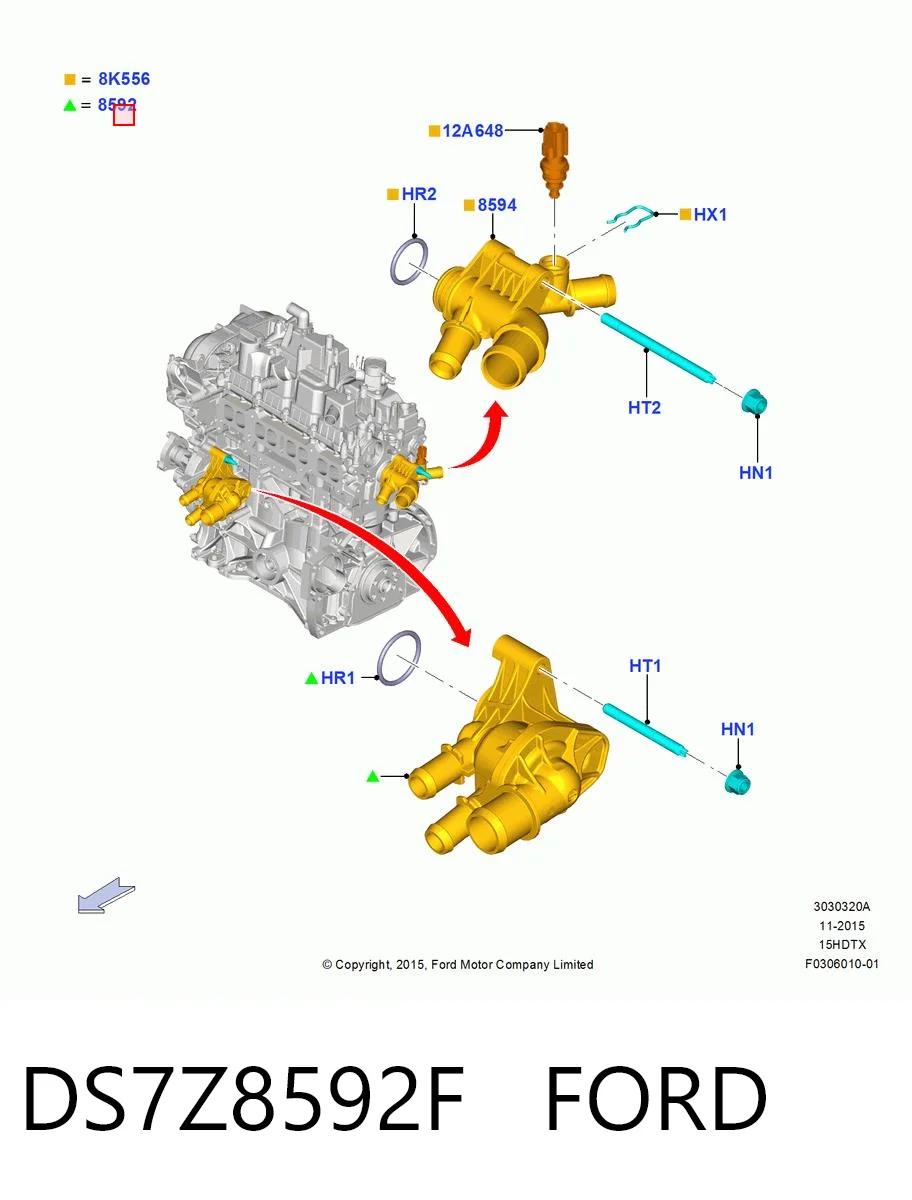 DS7Z8592F Ford Obudowa termostatu