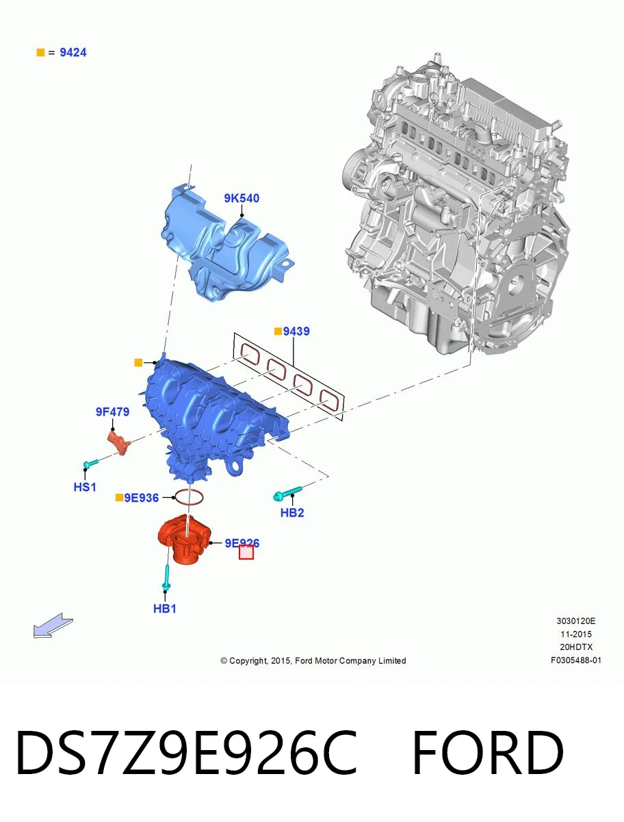 DS7Z9E926C Ford Przepustnica, komplet