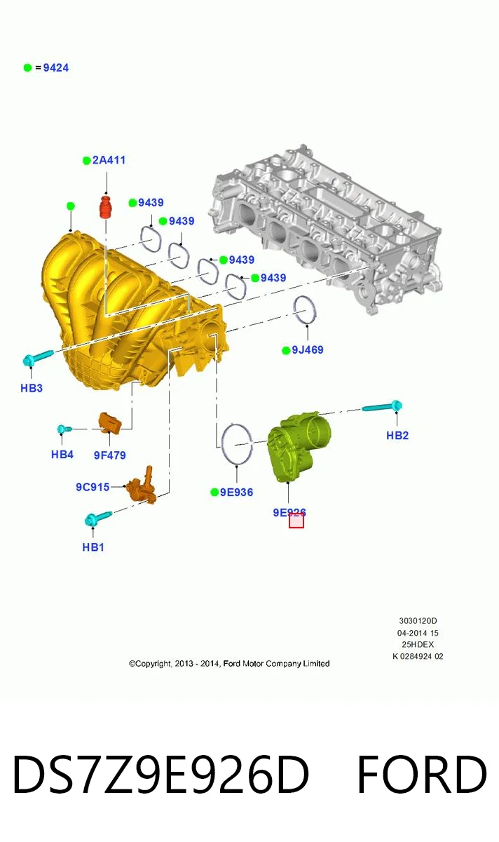 DS7Z9E926D Ford Przepustnica, komplet
