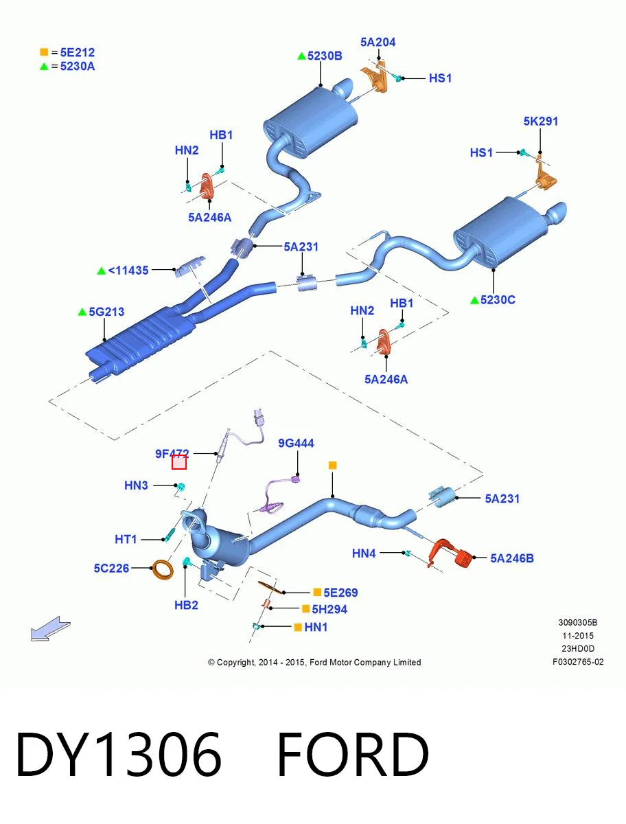 DY1306 Ford Sonda lambda czujnik tlenu przed katalizatorem