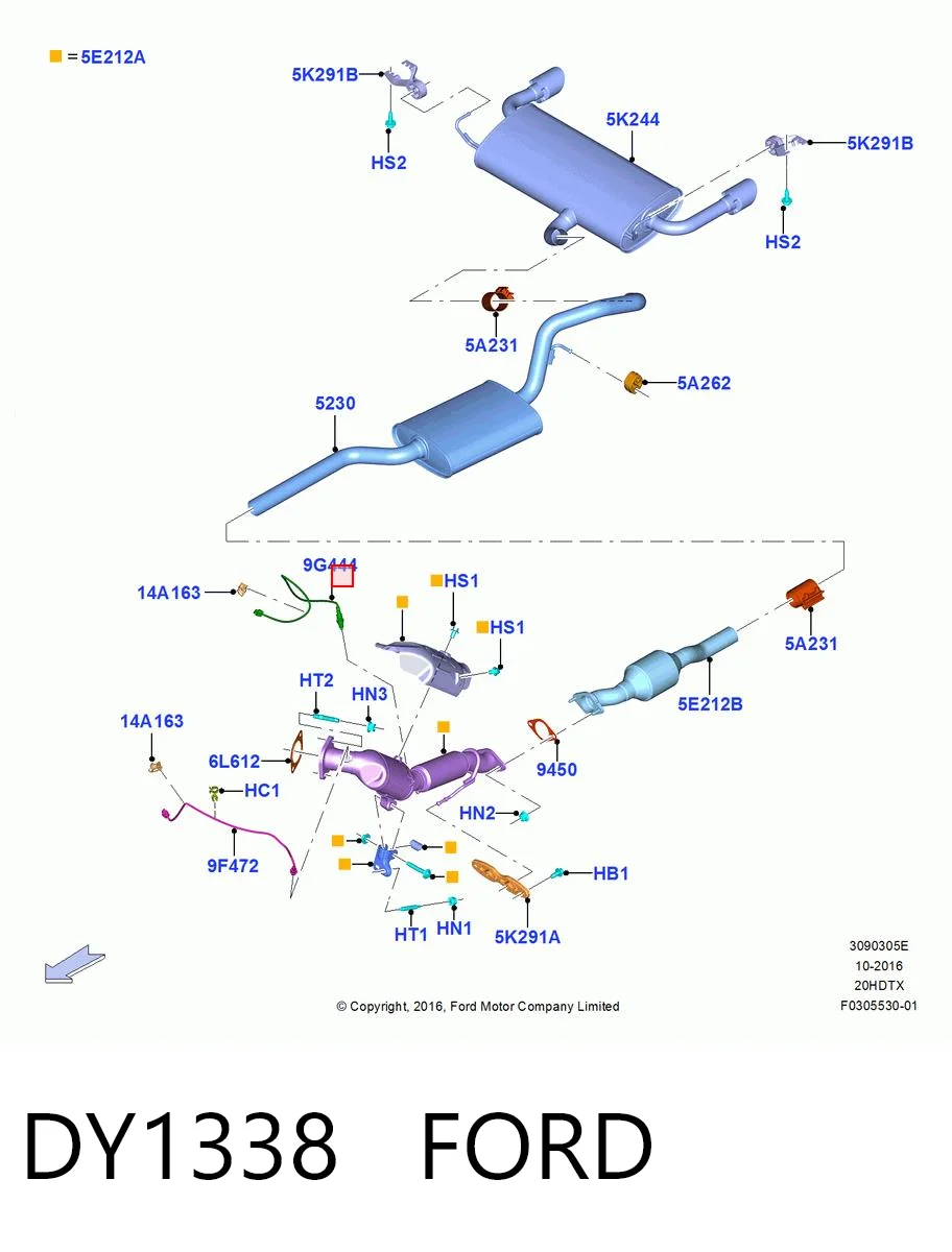 DY1338 Ford Sonda lambda czujnik tlenu po katalizatorze
