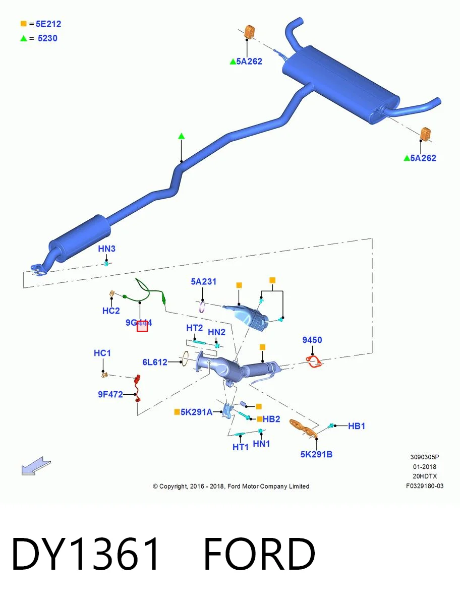 DY1361 Ford Sonda lambda czujnik tlenu po katalizatorze