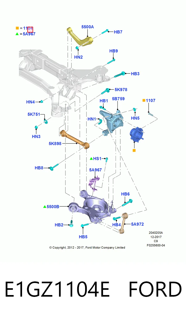 E1GZ1104E Ford Piasta przednia