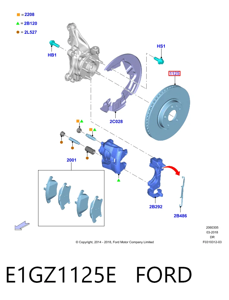 E1GZ1125E Ford Tarcza hamulcowa przednia