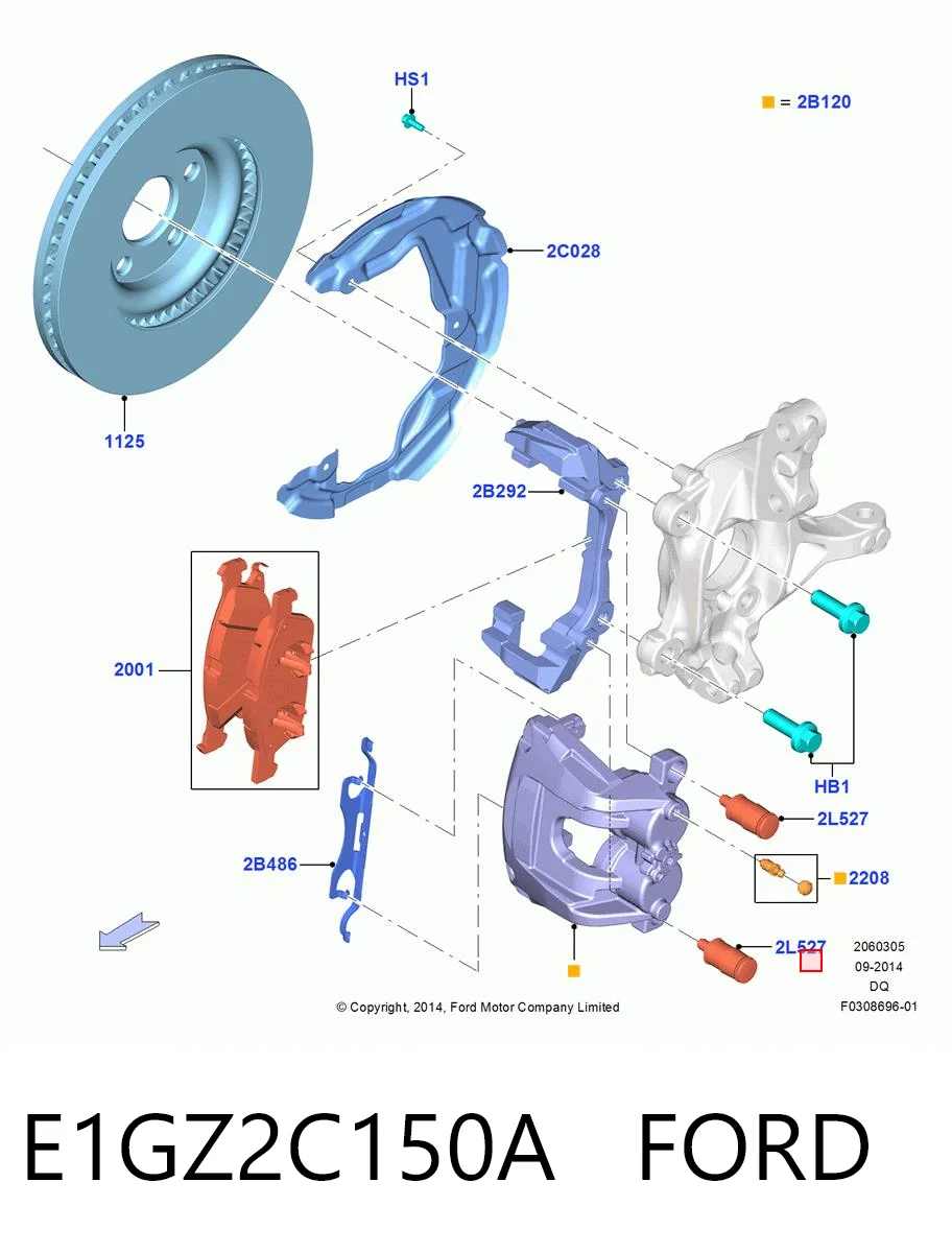 E1GZ2C150A Ford Zestaw naprawczy zacisku hamulcowego przedniego