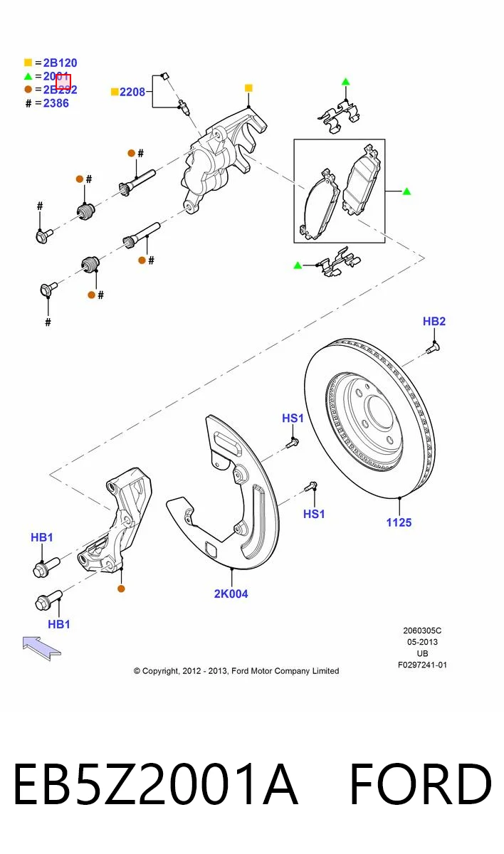 EB5Z2001A Ford Klocki hamulcowe przednie tarczowe