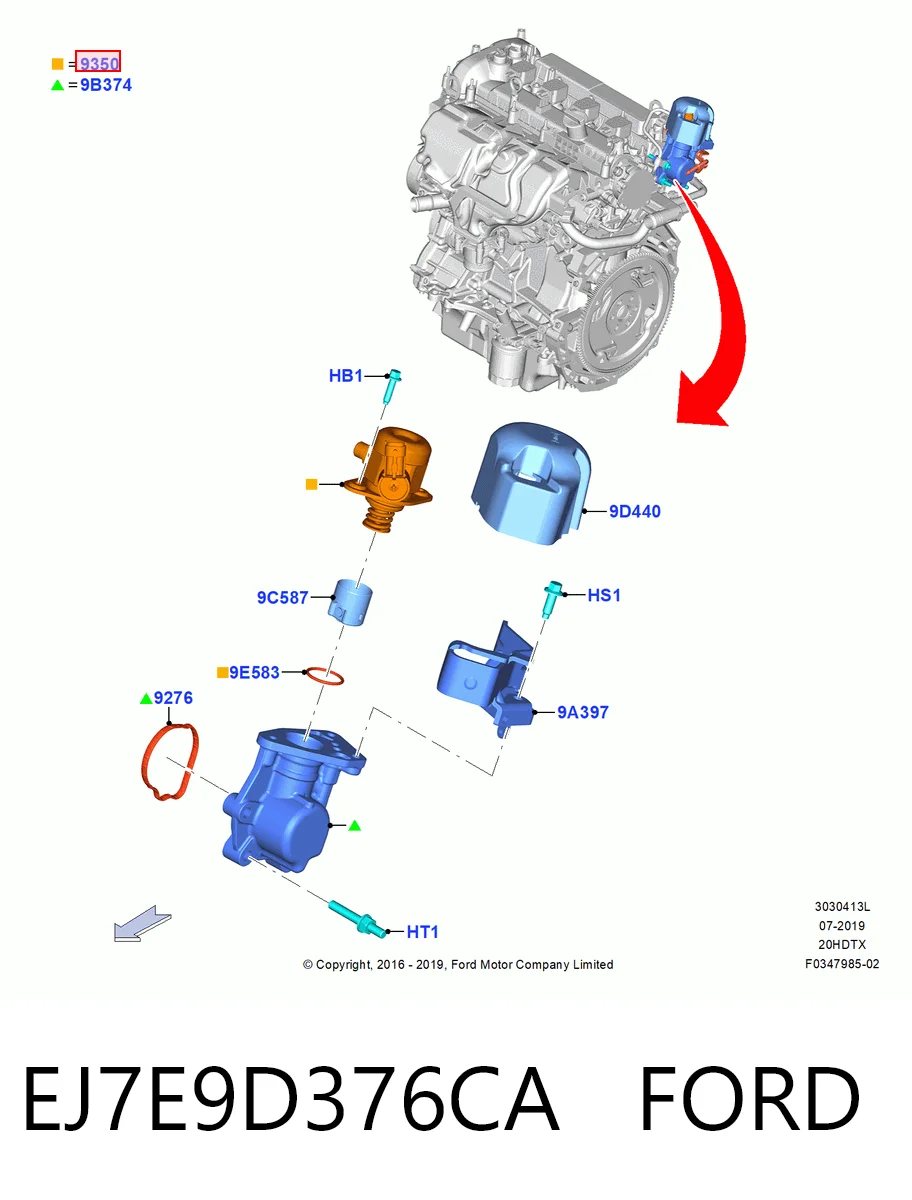 EJ7E9D376CA Ford Pompa wtryskowa wysokiego ciśnienia