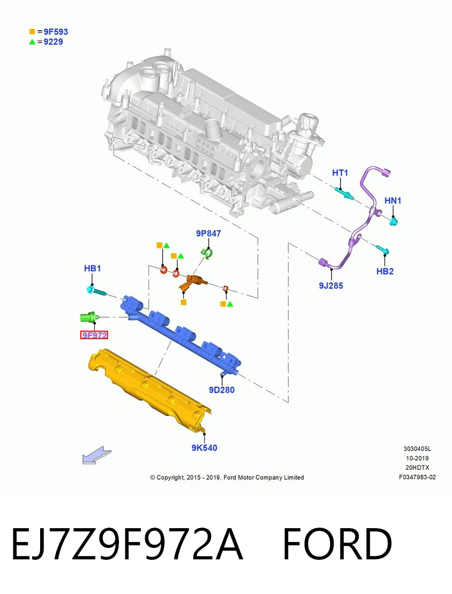 EJ7Z9F972A Ford Czujnik ciśnienia paliwa