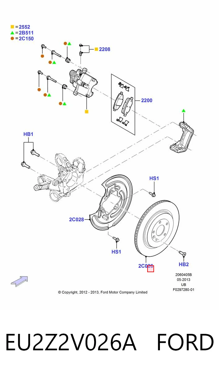 EU2Z2V026A Ford Tarcza hamulcowa tylna
