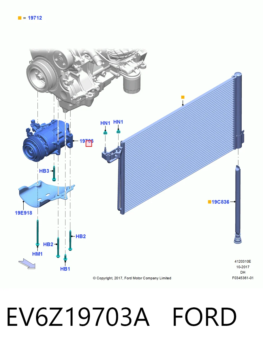 EV6Z19703A Ford Sprężarka klimatyzacji