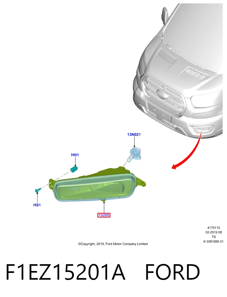 F1EZ15201A Ford Lampa przeciwmgielna lewa