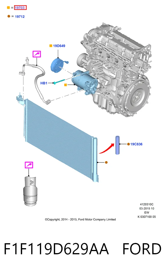 F1F119D629AA Ford Sprężarka klimatyzacji
