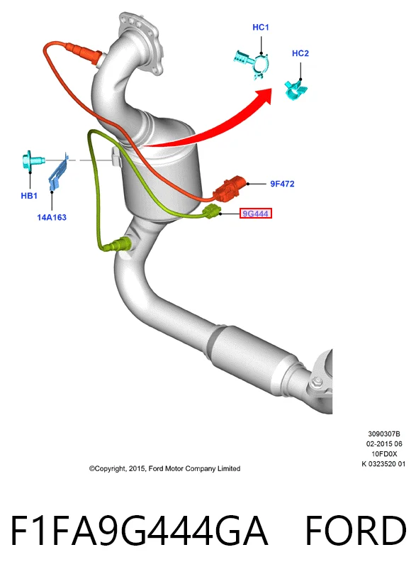 F1FA9G444GA Ford Sonda lambda, czujnik tlenu