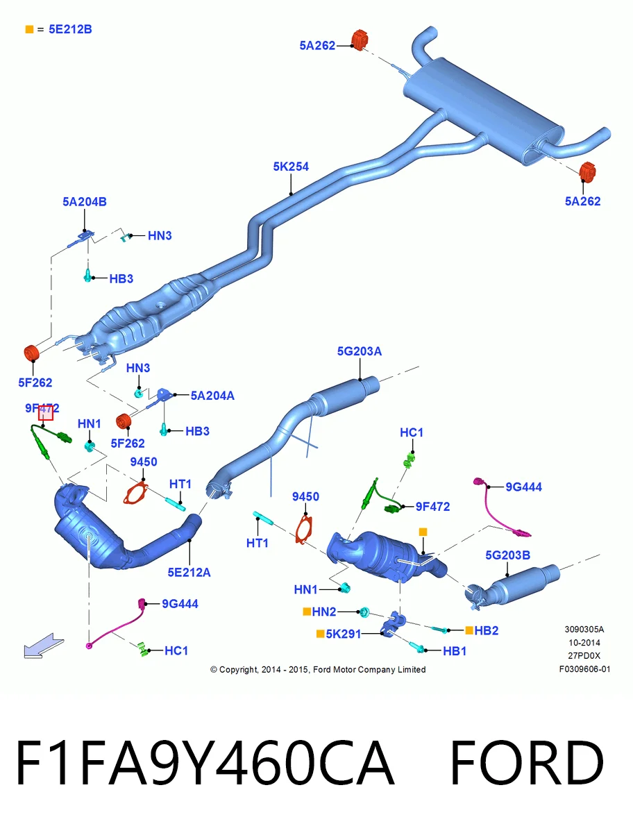 F1FA9Y460CA Ford Sonda lambda czujnik tlenu przed katalizatorem
