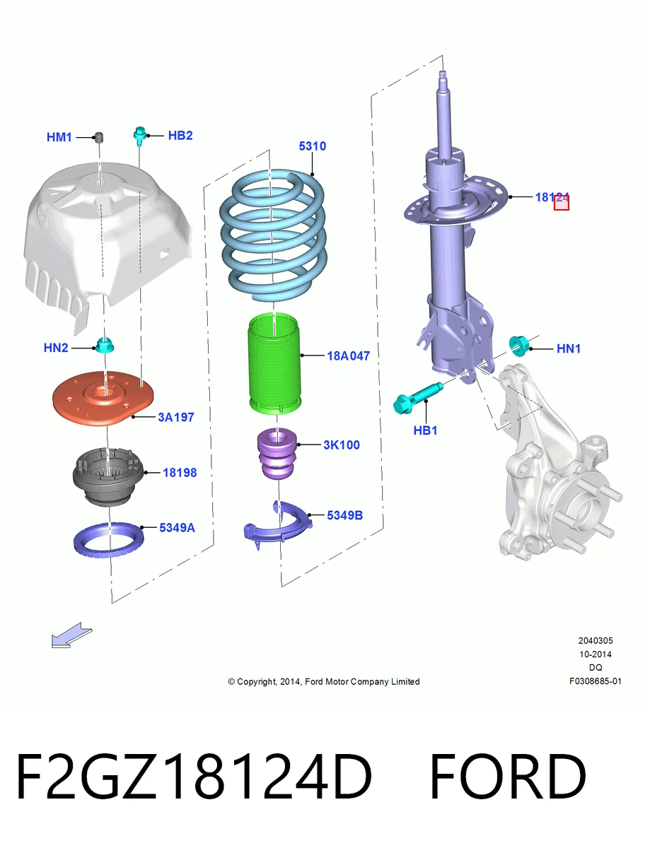 F2GZ18124D Ford Amortyzator przedni lewy