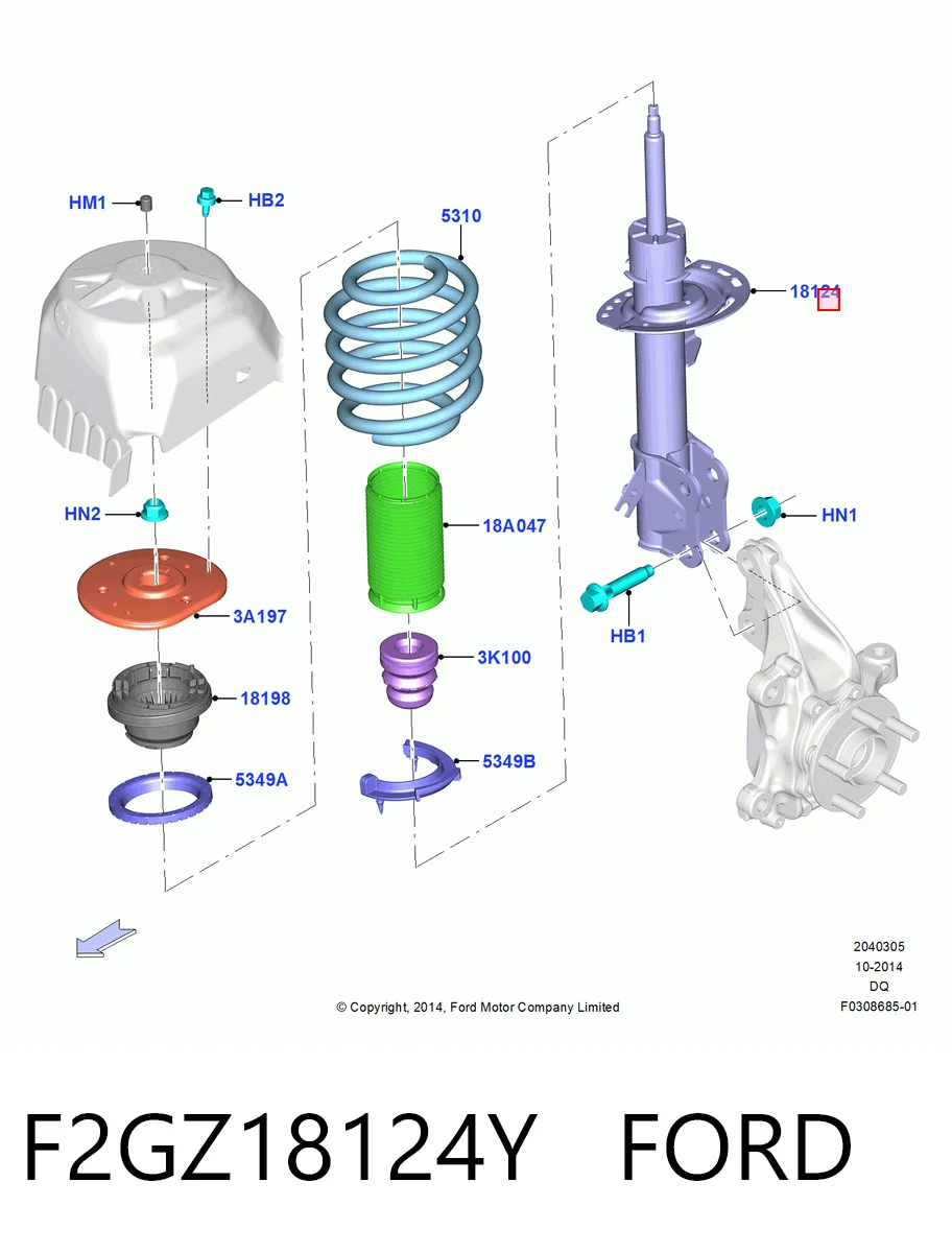 F2GZ18124Y Ford Amortyzator przedni prawy