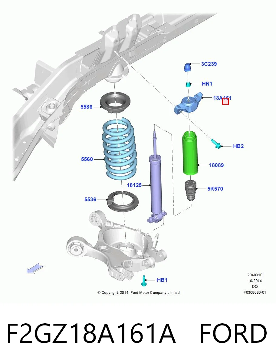 F2GZ18A161A Ford Poduszka amortyzatora tylnego