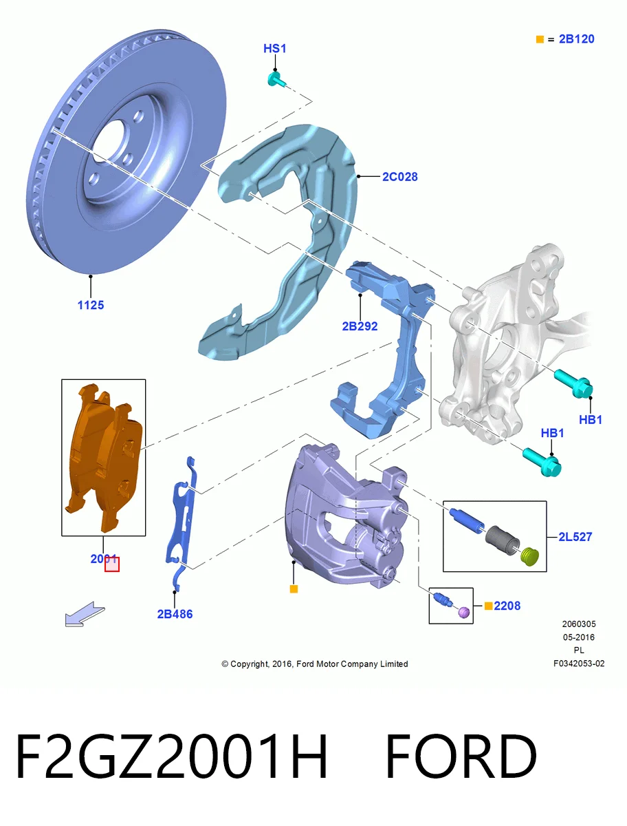 F2GZ2001H Ford Klocki hamulcowe przednie tarczowe