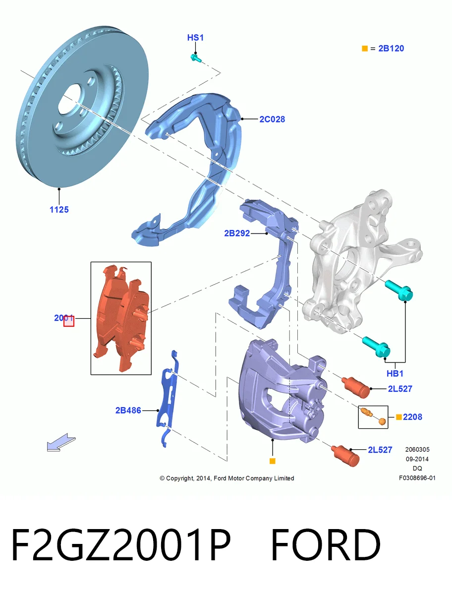 F2GZ2001P Ford Klocki hamulcowe przednie tarczowe