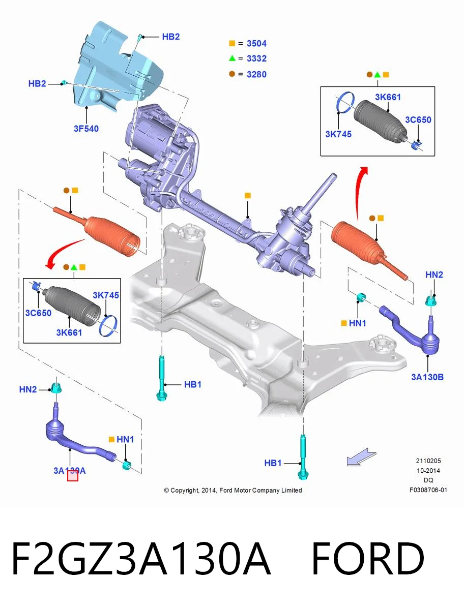 F2GZ3A130A Ford Końcówka drążka kierowniczego zewnętrzna