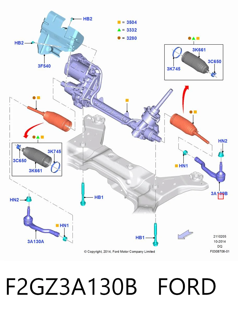 F2GZ3A130B Ford Końcówka drążka kierowniczego zewnętrzna