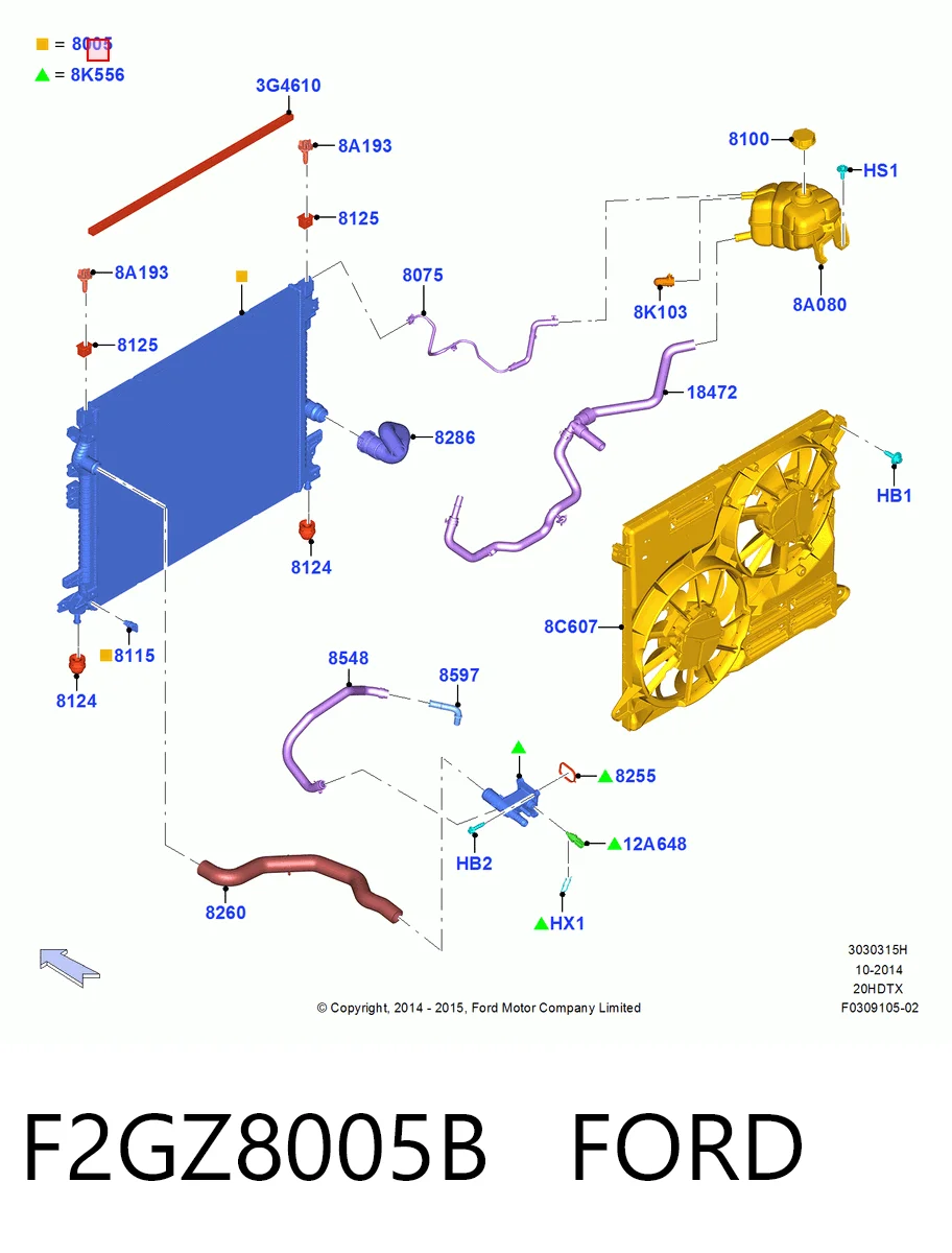 F2GZ8005B Ford Chłodnica silnika